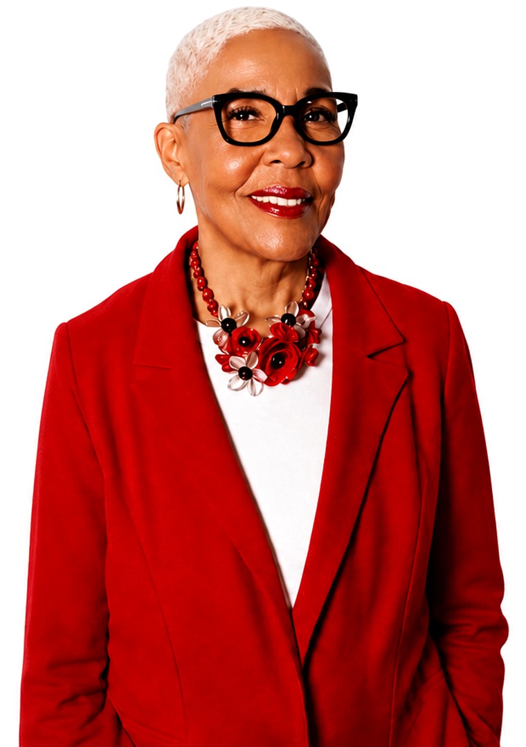 Sonia Carter in a red blazer